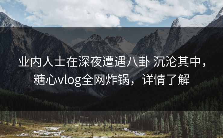 业内人士在深夜遭遇八卦 沉沦其中，糖心vlog全网炸锅，详情了解